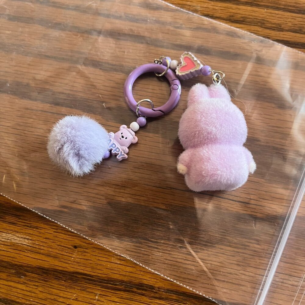 Mini Labubu Purple Bow Charm Key Chain - Picture 5 of 7